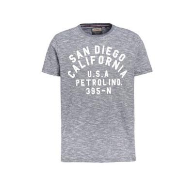 Petrol Industries T-shirt met printopdruk donkerblauw melange