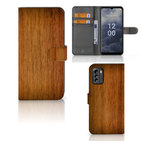 Nokia G60 Book Style Case Donker Hout - thumbnail