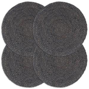 VidaXL Placemats 4 st rond 38 cm jute donkergrijs