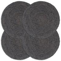 VidaXL Placemats 4 st rond 38 cm jute donkergrijs - thumbnail