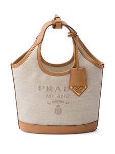 Prada sac seau à logo imprimé - Tons neutres