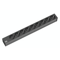 Bachmann 333.506 19 inch Stekkerdoos voor patchkast 1 HE Geaarde contactdoos Zwart - thumbnail