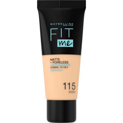 Maybelline Fit Me Matte + Poreless Foundation - 115 Ivory - Medium Dekkende Foundation met Matte Finish voor de Normale tot Vette Huid - 30 ml