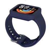 By Qubix - Siliconen band met case - Donkerblauw - Xiaomi Redmi Watch 2 (Lite)