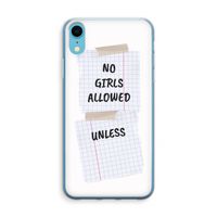 No Girls Allowed Unless: iPhone XR Transparant Hoesje - thumbnail