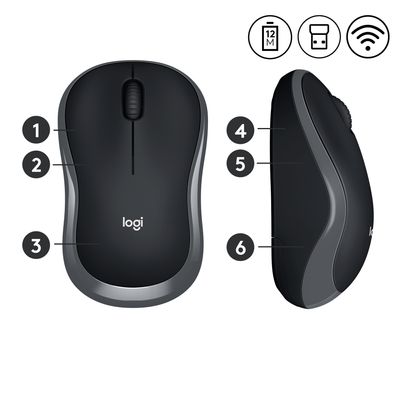 Logitech M185 muis Kantoor Ambidextrous RF Draadloos Optisch 1000 DPI