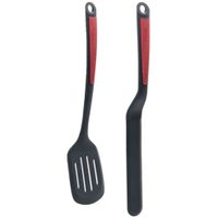 5Five Keukengerei bakspatel/bakspaan set 2x - kunststof - zwart/rood - 34 en 36 cm