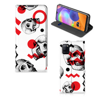 Mobiel BookCase Samsung Galaxy A31 Skull Red - thumbnail