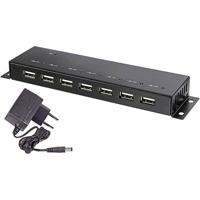 Renkforce RF-4791678 USB 2.0-hub 7 poorten Met metalen behuizing, Voor wandmontage Zwart