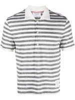 Thom Browne polo en lin à rayures - Gris - thumbnail