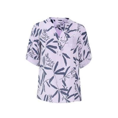 Paprika top met bladprint en pailletten lila