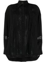 Ermanno Scervino blouse ornée de dentelle à boutonnière - Noir