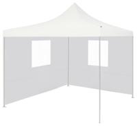 Partytent met 2 zijwanden inklapbaar 3x3 m staal wit