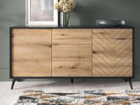 Dressoir ADAMAS 2 deuren 3 lades zwart/evoke eik