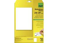 Sigel LA230 Universele etiketten 210 x 297 mm Papier Wit 25 stuk(s) Weer verwijderbaar Inkjet, Laser (zwart/wit), Laser (kleur), Kopiëren (zwart/wit), Kopiëren