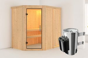 Karibu | Saja Sauna | Helderglas Deur | Kachel 3,6 kW Geïntegreerde Bediening