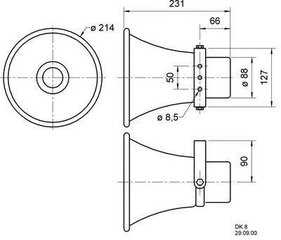 Visaton DK 8 - 100 V/20 Ohm Drukkamerhoorn 30 W Zilver 1 stuk(s)