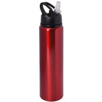 Waterfles/sportfles/drinkfles Sporty - metallic rood - aluminium/kunststof - 800 ml