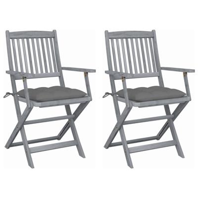 vidaXL Tuinstoelen 2 st inklapbaar met kussens massief acaciahout vidaXL Tuinstoelen 2 st inklapbaar met kussens massief acaciahout