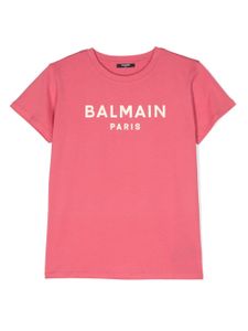 Balmain Kids t-shirt métallisé à logo imprimé - Rose