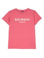 Balmain Kids t-shirt métallisé à logo imprimé - Rose - thumbnail