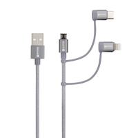 Skross USB-kabel USB 2.0 USB-A stekker 1,20 m Space grijs rond, flexibel, stoffen mantel SKCA00143
