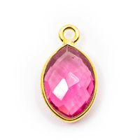 Geboortesteen Hanger Oktober Roze Toermalijn 925 Zilver & Verguld (12 mm)