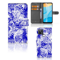 Telefoonhoesje met Naam OPPO A15 Angel Skull Blauw - thumbnail