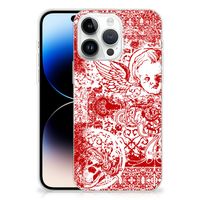 Silicone Back Case iPhone 14 Pro Max Angel Skull Rood - thumbnail