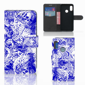 Telefoonhoesje met Naam Xiaomi Mi A2 Lite Angel Skull Blauw