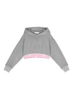 Palm Angels Kids hoodie crop à bande logo - Gris - thumbnail