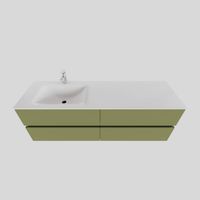 Badkamermeubel Solid Surface BWS Oslo 150x46 cm Links Mat Groen 4 Laden (met 1 kraangat)