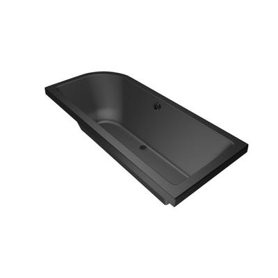 Xenz Principe ligbad 180x80x50cm links met poten zonder afvoer Acryl Ebony mat (mat zwart/antraciet) 6922-29