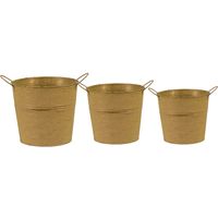 Emmer/plantenpot/bloempot - set van 3x stuks - zink - oud goud