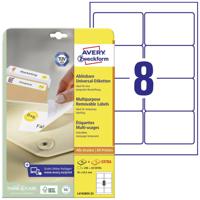 Avery-Zweckform L4745REV-25 Universele etiketten 96 x 63.5 mm Papier Wit 240 stuk(s) Weer verwijderbaar Inkjet, Laser (zwart/wit), Laser (kleur), Kopiëren - thumbnail