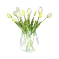 Kunst tulpen boeket Bella - 12x stuks - wit - real touch - 40 cm