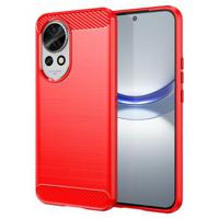 Huawei Nova 12 Geborsteld TPU Hoesje - Koolstofvezel - Rood