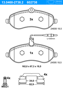 Remblokkenset, schijfrem ATE, u.a. fÃ¼r Fiat, Peugeot, CitroÃ«n, Toyota