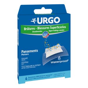 Urgo Brandwonden en Oppervlakkig Wonden Wateproof Wondpleister 10x7cm 4 stuks