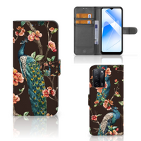 OPPO A16/A16s/A54s Telefoonhoesje met Pasjes Pauw met Bloemen - thumbnail