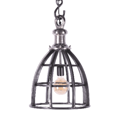 Industriële Hanglamp Ramo 70 cm 1 Lichts Faded Grey Met Ruw Nickel