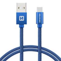 Swissten USB-C naar USB-A Kabel 2M Blauw - thumbnail