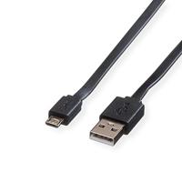 ROLINE USB 2.0 kabel, USB A ST - Micro USB B ST, zwart, 1 m