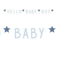 Letterslinger &apos;Hello Baby Boy&apos; Sterren Blauw (1,4m) - thumbnail