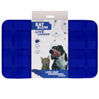 Eat Slow Live Longer Licking Mat Bloemenpatroon - 21 x 34 cm - snuffelmat - Anti-snuffelmat - Slowfeeder - 100% siliconen - vaatwasmachinebestendig - blauw