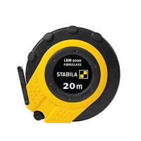 Stabila Capsuleband maat LBM 2000 FIBREGLASS, 20 m, glasvezel meetlint met metrische schaal en knikbescherming, universele haak, onbreekbare capsule, MID-nauwkeurigheid LBM2000 FI20 zwart/geel
