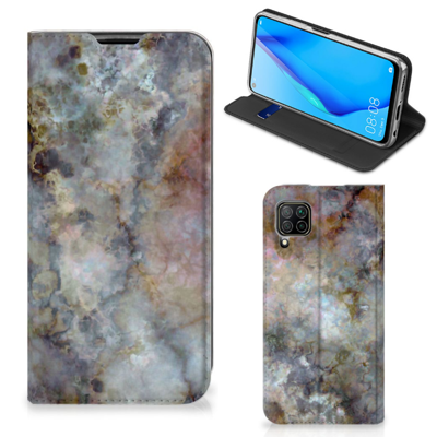 Huawei P40 Lite Standcase Marmer Grijs Huawei P40 Lite Standcase Marmer Grijs