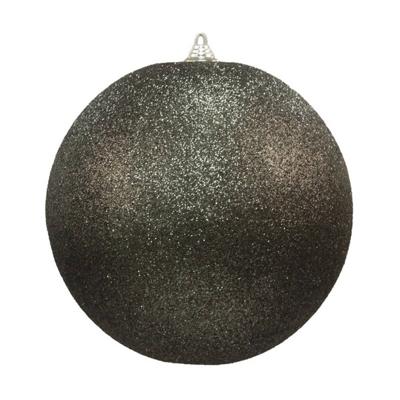 1x Zwarte Grote Kerstballen Met Glitter Kunststof 13,5 Cm - Kerstbal 1x Zwarte Grote Kerstballen Met Glitter Kunststof 13,5 Cm - Kerstbal