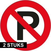 2x Stickers verboden te parkeren 14 cm - thumbnail