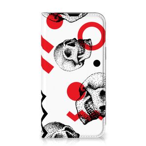 Mobiel BookCase iPhone 13 Skull Red